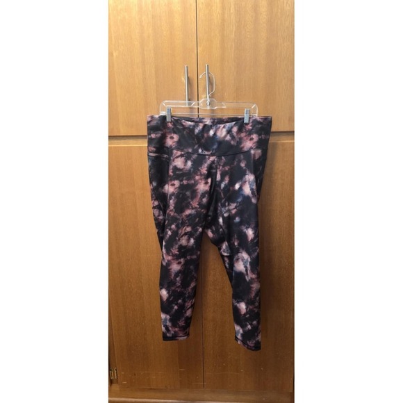 All in Motion Women's Tie-Dye Leggings XXL Black Pink High Waist w/ Pockets - Picture 3 of 3